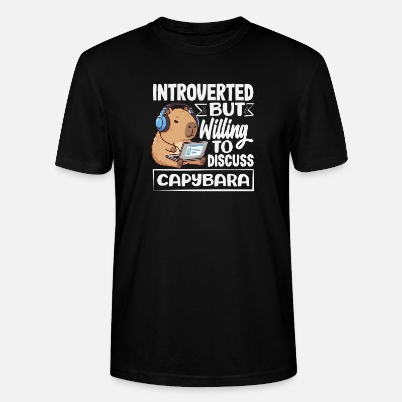 Introvertiert, Aber Diskussionsfreudig Capybara - Stanley/Stella Unisex Bio-T-Shirt CRAFTER - Schwarz