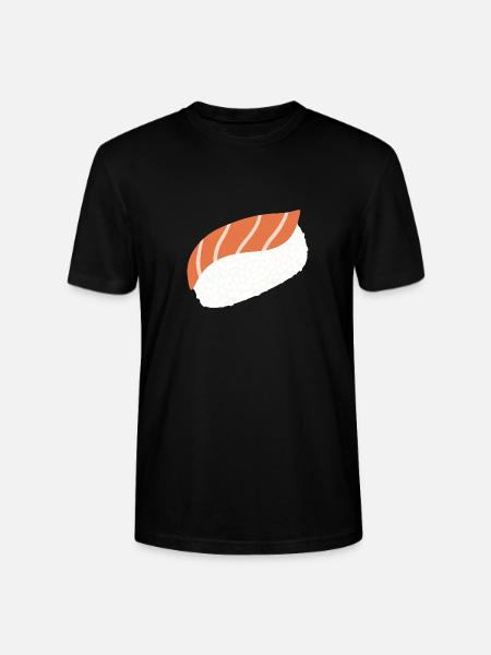 Salmon Nigiri Minimal Illustration Print - Stanley/Stella CRAFTER Unisex Organic T-Shirt - black