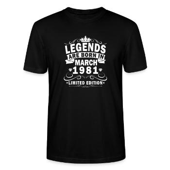 März 1981 Jahrgang März 1981 - Stanley/Stella Unisex Bio-T-Shirt CRAFTER - Schwarz - Vorne - Alina (178cm) & Michal (187cm)