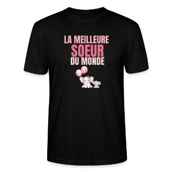 The Best Sister in the Pink World - Stanley/Stella CRAFTER Unisex Organic T-Shirt - black - Front - Alina (178cm) & Michal (187cm)