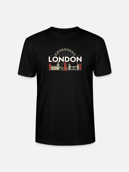 London Skyline and Ferris Wheel - Stanley/Stella CRAFTER Unisex Organic T-Shirt - black