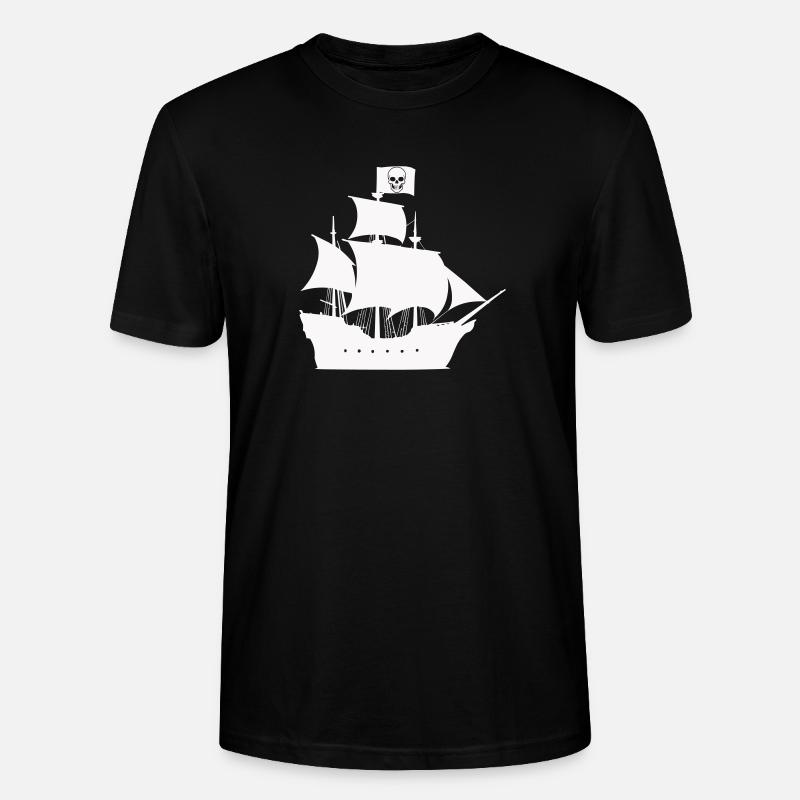 Merirosvolaivan siluetti - Stanley/Stella CRAFTER unisex luomu-t-paita - musta