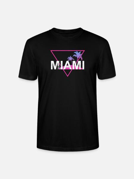 Miami Neon Palm Trees Retro - Stanley/Stella CRAFTER Unisex Organic T-Shirt - black