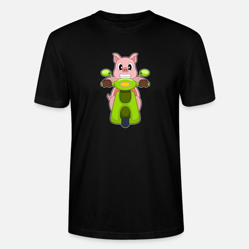 Schwein Motorroller - Stanley/Stella Unisex Bio-T-Shirt CRAFTER - Schwarz