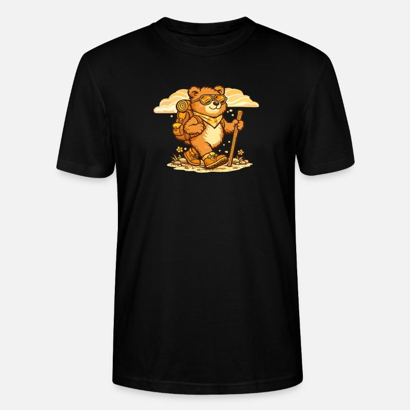 Wanderbär auf Entdeckungstour - Stanley/Stella Unisex Bio-T-Shirt CRAFTER - Schwarz