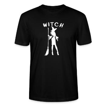 Hexe mit Besen Silhouette Witch - Stanley/Stella Unisex Bio-T-Shirt CRAFTER - Schwarz - Vorne - Alina (178cm) & Michal (187cm)