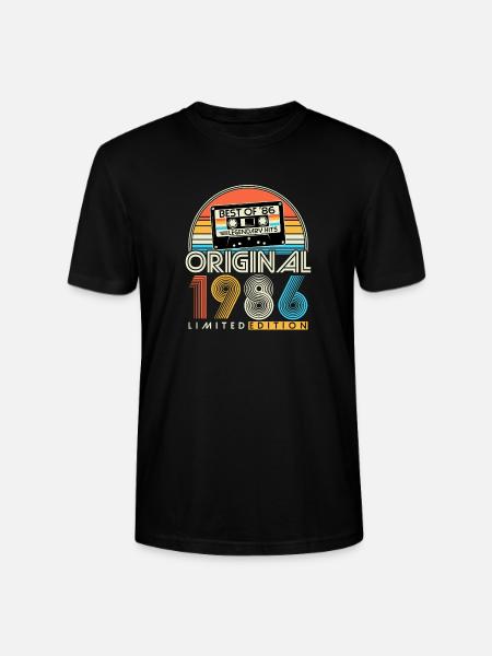 1986 Vintage Vintage Retro Fødselsdagsgave - Stanley Stella CRAFTER unisex økologisk-T-shirt - sort