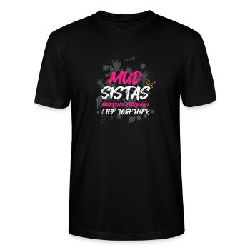 Mud sistas Schlammlauf Mud Run Muddy Race - Stanley/Stella CRAFTER Unisex Organic T-Shirt - black - Front - Alina (178cm) & Michal (187cm)