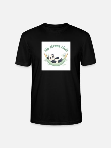 Stressfreier Club Panda in Hängematte - Stanley/Stella Unisex Bio-T-Shirt CRAFTER - Schwarz