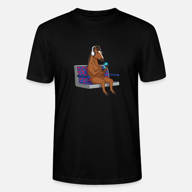 Pony mit Kopfhörern am Smartphone - Stanley/Stella Unisex Bio-T-Shirt CRAFTER - Schwarz