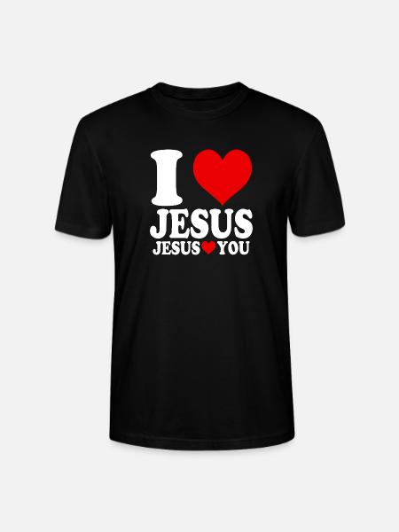 Ik hou van Jezus en Jezus houdt van U - Stanley/Stella Uniseks bio-T-shirt CRAFTER - zwart
