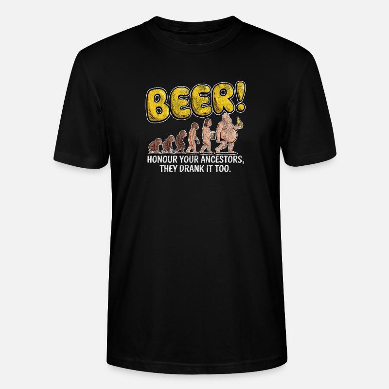 Evolution Beer Funny Witty Beer - Stanley/Stella CRAFTER Unisex Organic T-Shirt - black