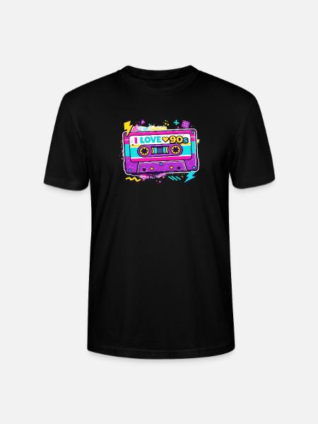 I Love 90s Cassette Graphic - Stanley/Stella CRAFTER Unisex Organic T-Shirt - black