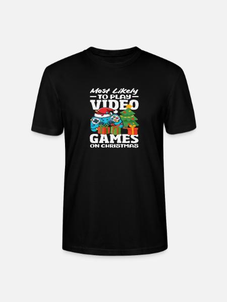 Probably playing video games Christmas - Stanley/Stella CRAFTER Unisex Organic T-Shirt - black