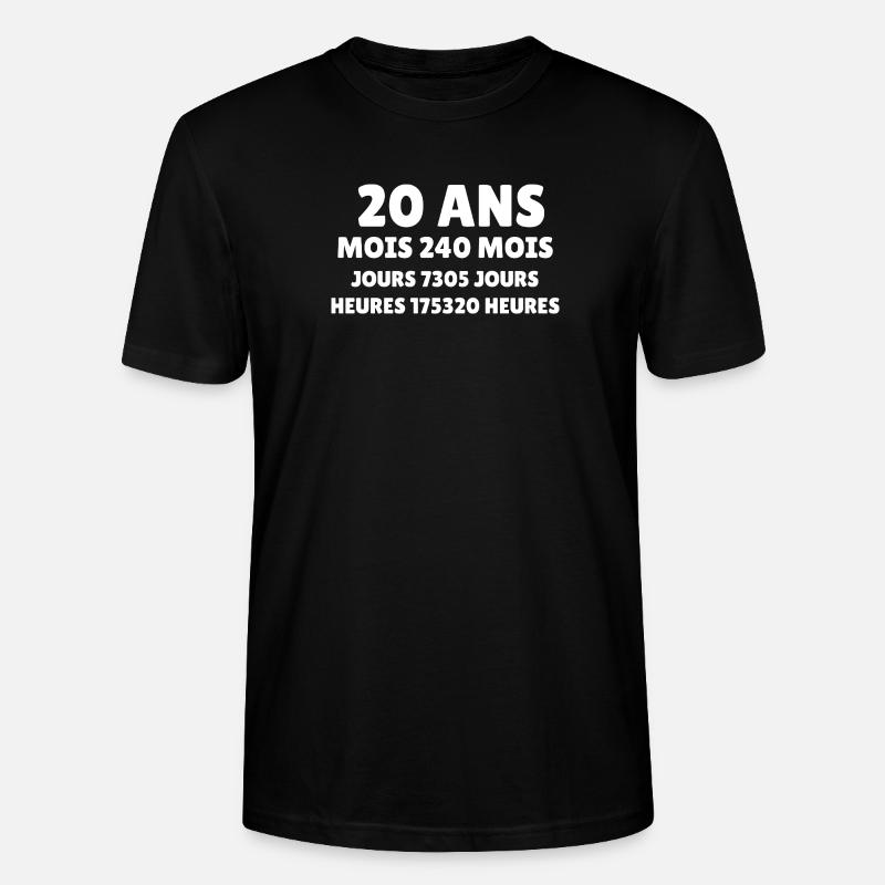 20 Ans Joyeux Anniversaire - T-shirt bio CRAFTER Stanley Stella Unisexe - noir