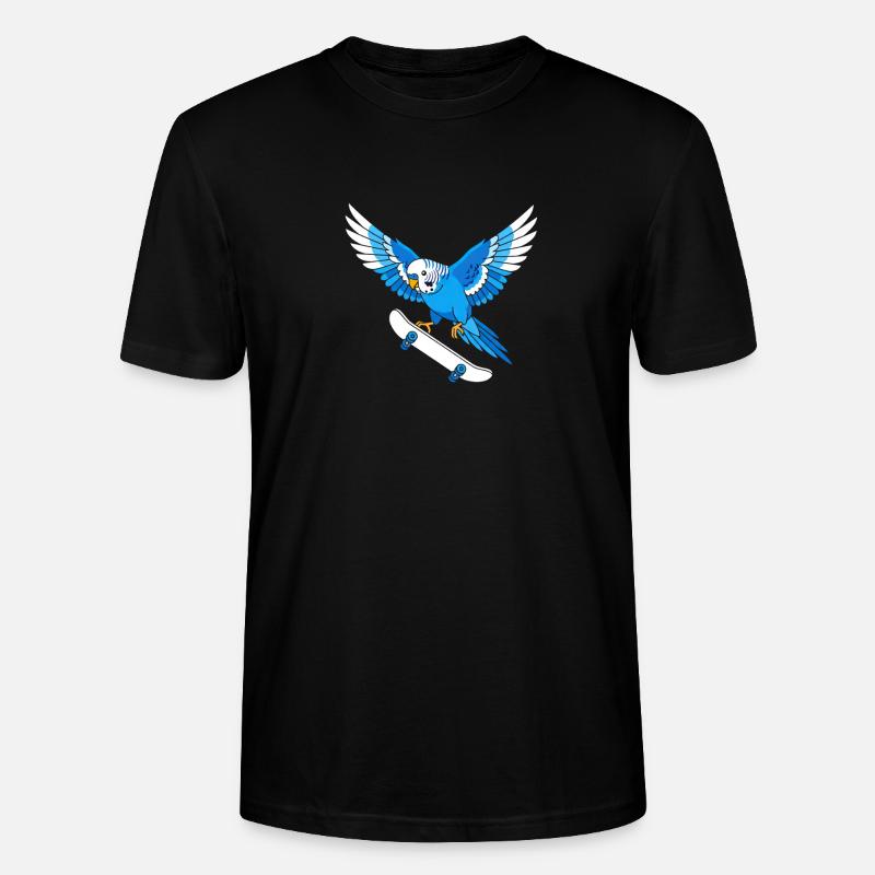 Blauer Papagei auf Skateboard - Stanley/Stella Unisex Bio-T-Shirt CRAFTER - Schwarz
