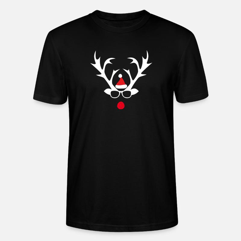 Rudolph Spectacled Reindeer Santa - Stanley/Stella CRAFTER Unisex Organic T-Shirt - black