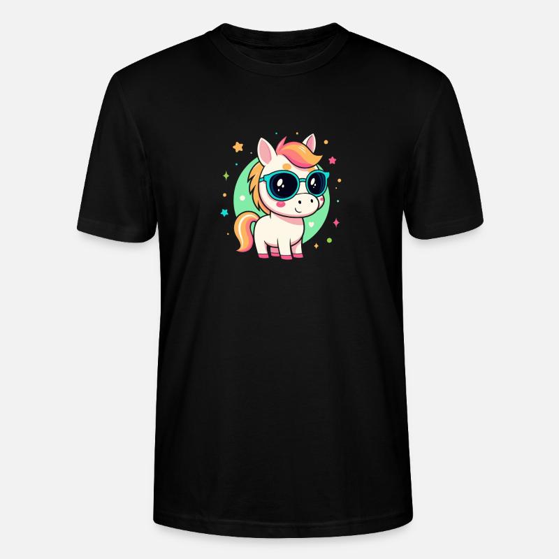 Regenbogenpony mit Brille - Stanley/Stella Unisex Bio-T-Shirt CRAFTER - Schwarz