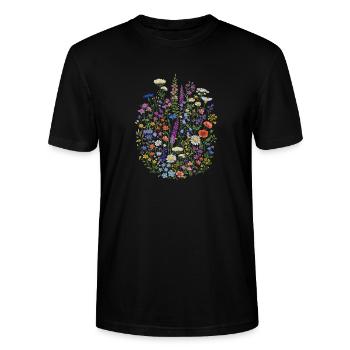Wildflowers Flowers Flowers Natural Botanical Garden - Stanley/Stella CRAFTER Unisex Organic T-Shirt - black - Front - Alina (178cm) & Michal (187cm)