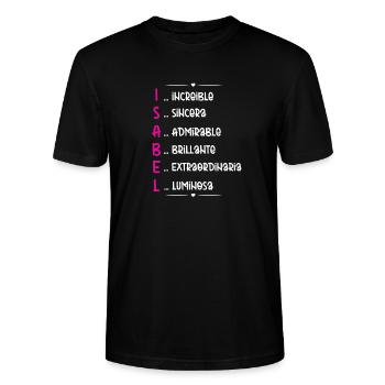 Isabel Name Personalisiertes Geschenk - Stanley/Stella Unisex Bio-T-Shirt CRAFTER - Schwarz - Vorne - Alina (178cm) & Michal (187cm)