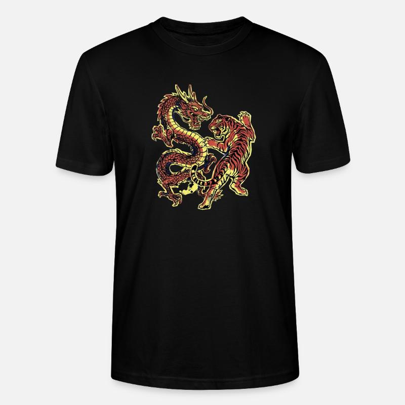 Drache und Tiger Chinesisch - Stanley/Stella Unisex Bio-T-Shirt CRAFTER - Schwarz