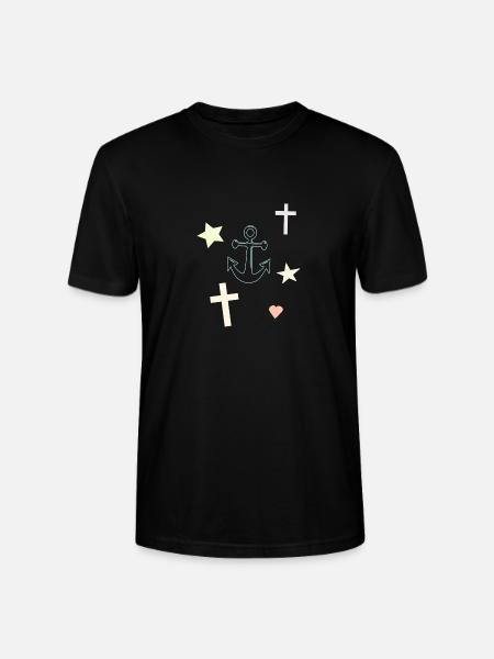 Ankertraum Sterne Herzen Motiv - Stanley/Stella Unisex Bio-T-Shirt CRAFTER - Schwarz