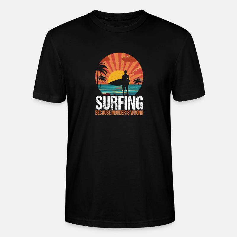 Surf Retro Surfer Sunset - T-shirt bio CRAFTER Stanley Stella Unisexe - noir