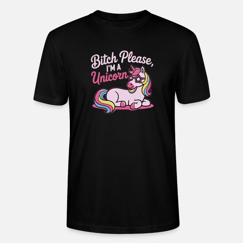 Einhorn Spruch Motiv B*tch please - Stanley/Stella Unisex Bio-T-Shirt CRAFTER - Schwarz