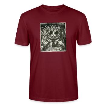 Cat flashed - Stanley/Stella CRAFTER Unisex Organic T-Shirt - burgundy - Front - Alina (178cm) & Michal (187cm)