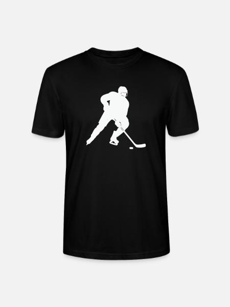 Eishockey Silhouette im Spielfluss - Stanley/Stella Unisex Bio-T-Shirt CRAFTER - Schwarz