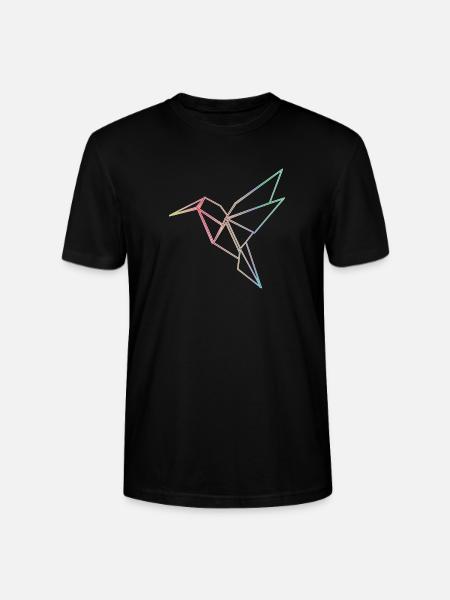 Geometric Hummingbird Lines Design - Stanley/Stella CRAFTER Unisex Organic T-Shirt - black