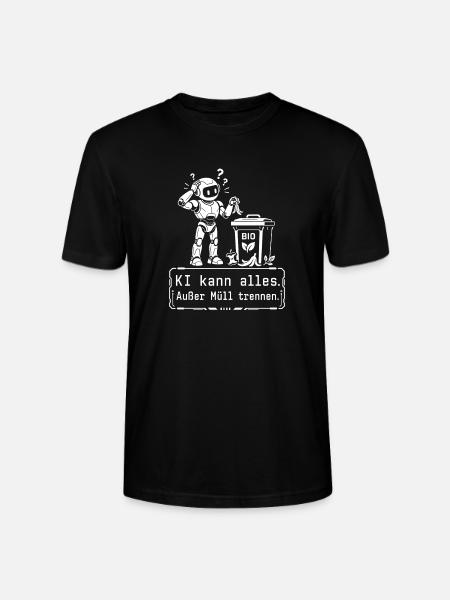 KI Roboter, Müll Trennen Satire - Stanley/Stella Unisex Bio-T-Shirt CRAFTER - Schwarz