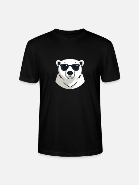 Eisbär mit dunkler Brille - Stanley/Stella Unisex Bio-T-Shirt CRAFTER - Schwarz