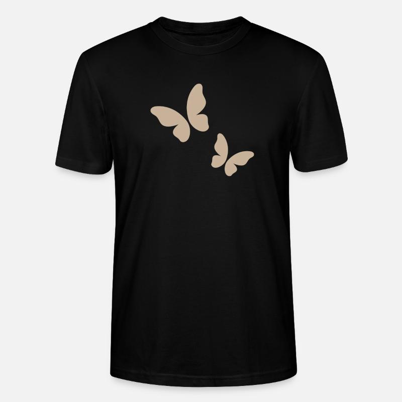 Beige Butterfly Pattern - Stanley/Stella CRAFTER Unisex Organic T-Shirt - black