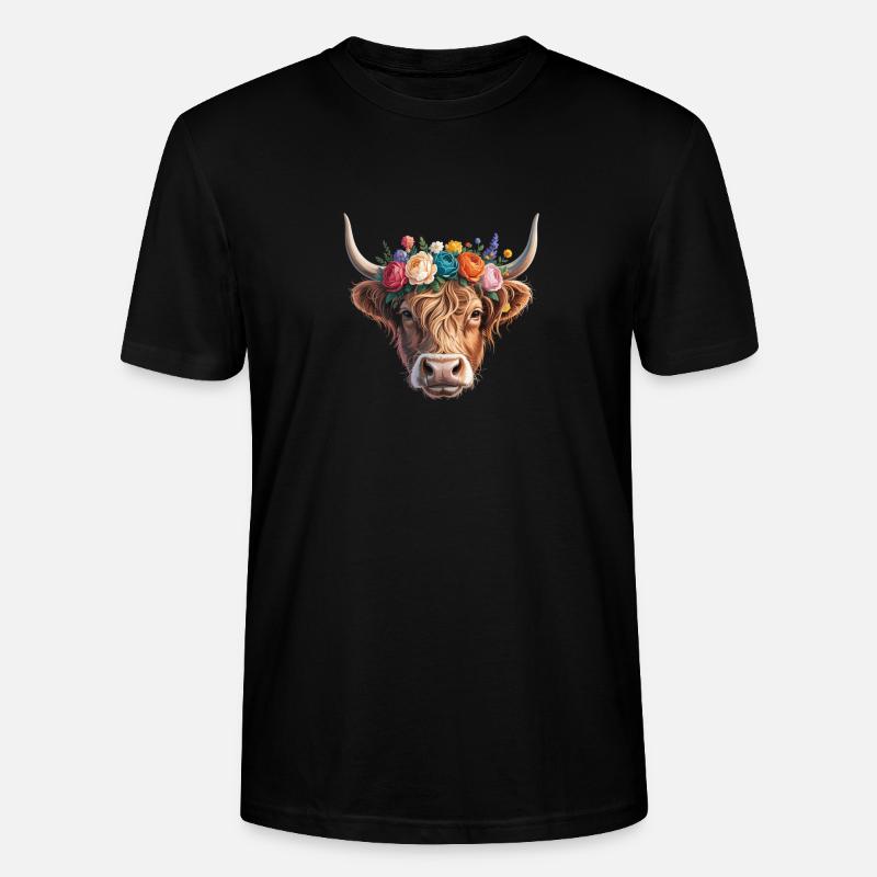 Vache avec couronne de fleurs - T-shirt bio CRAFTER Stanley Stella Unisexe - noir
