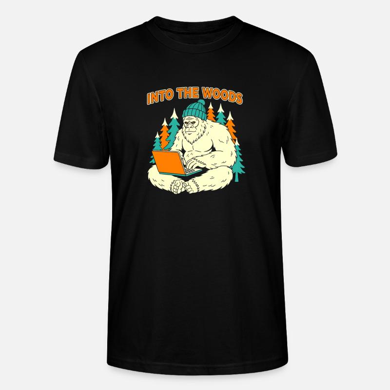 Sasquatch-Laptop im Wald - Stanley/Stella Unisex Bio-T-Shirt CRAFTER - Schwarz