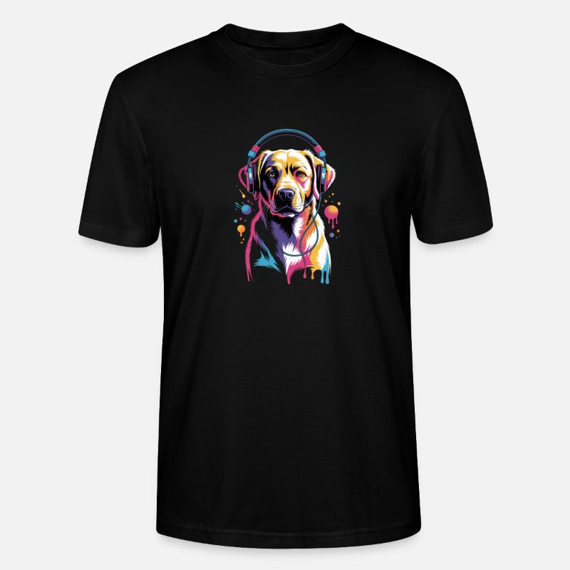 Labrador Kopfhörer - Stanley/Stella Unisex Bio-T-Shirt CRAFTER - Schwarz