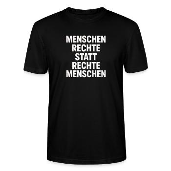 Menschenrechte Statt Rechte Menschen Protest - Stanley/Stella Unisex Bio-T-Shirt CRAFTER - Schwarz - Vorne - Alina (178cm) & Michal (187cm)
