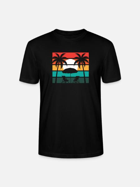 Beach palm and sun - Stanley/Stella Unisex Bio-T-Shirt CRAFTER - Schwarz