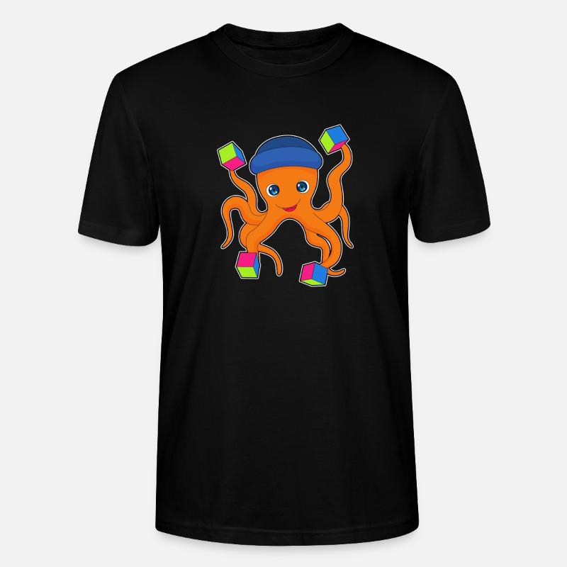 Octopus Cube - Stanley/Stella CRAFTER Unisex Organic T-Shirt - black