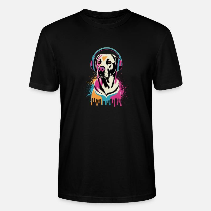 Labrador mit Kopfhörern - Stanley/Stella Unisex Bio-T-Shirt CRAFTER - Schwarz