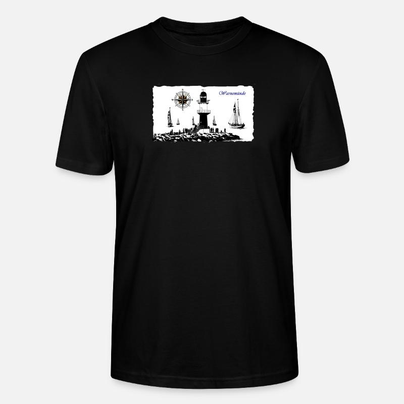 Warnemünde Leuchtturm Kompass Edition - Stanley/Stella Unisex Bio-T-Shirt CRAFTER - Schwarz
