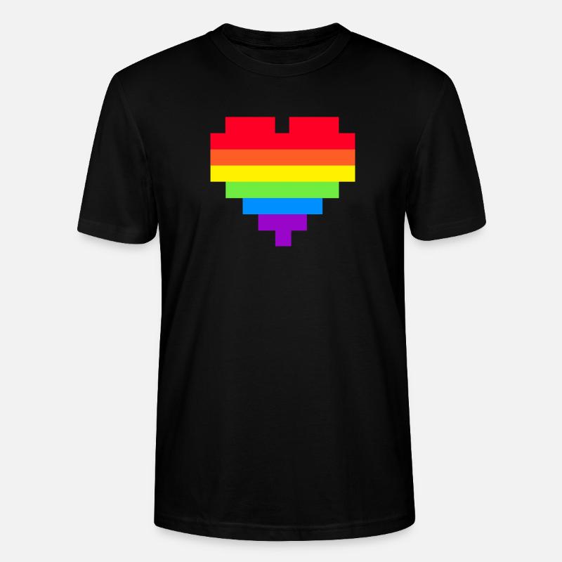 Pixel Herz Regenbogenfahne - Stanley/Stella Unisex Bio-T-Shirt CRAFTER - Schwarz