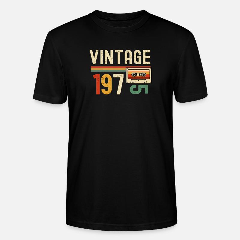 Rétro 1970s Cassette - T-shirt bio CRAFTER Stanley Stella Unisexe - noir