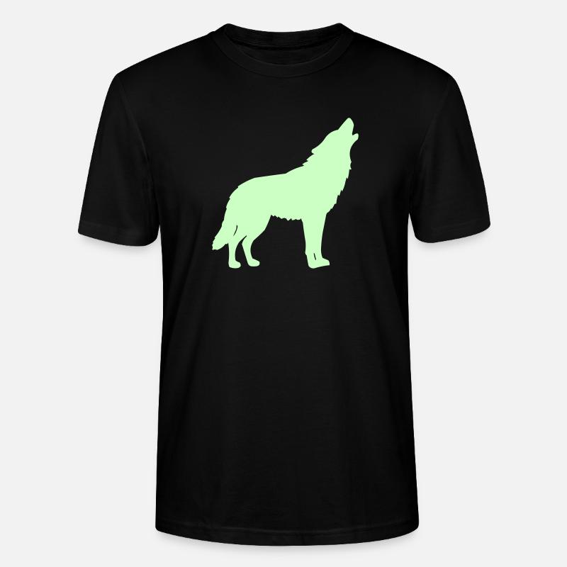 Silhouette de loup vert néon - T-shirt bio CRAFTER Stanley Stella Unisexe - noir