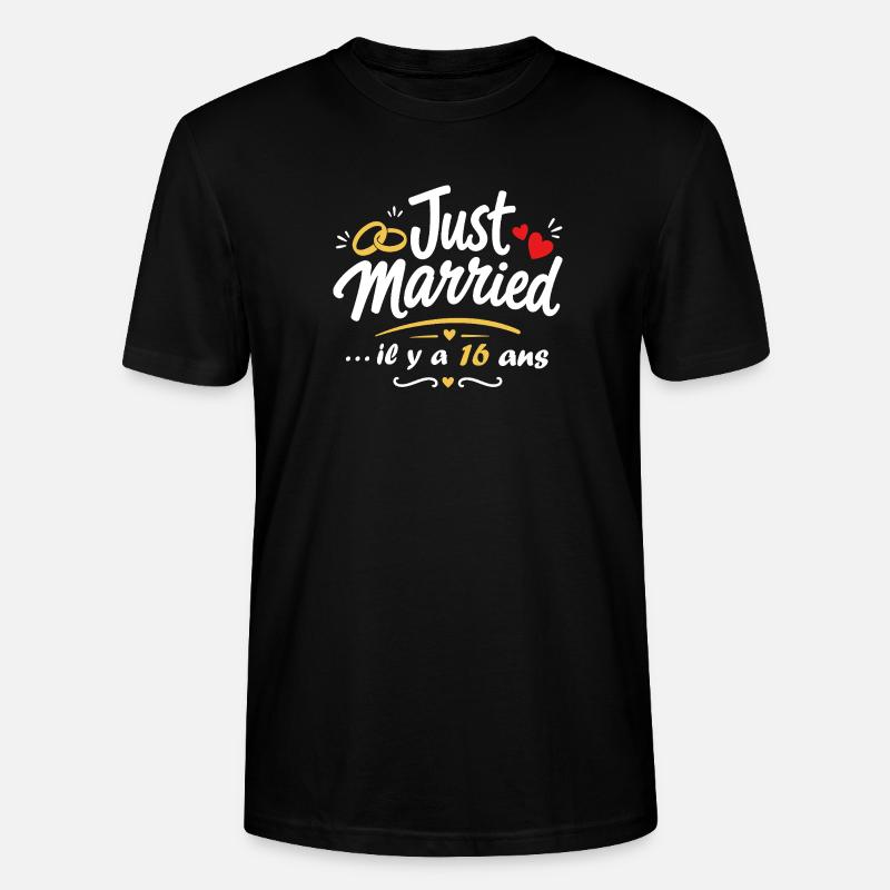 Just Married 16 Ans - T-shirt bio CRAFTER Stanley Stella Unisexe - noir