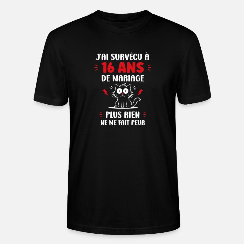 16 ans de mariage - T-shirt bio CRAFTER Stanley Stella Unisexe - noir