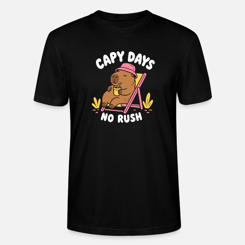 Capy Days No Rush Capybara - Stanley/Stella Unisex Bio-T-Shirt CRAFTER - Schwarz