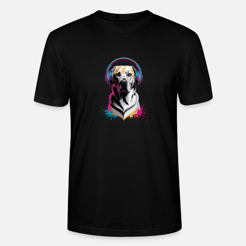 Labrador mit Kopfhörern - Stanley/Stella Unisex Bio-T-Shirt CRAFTER - Schwarz