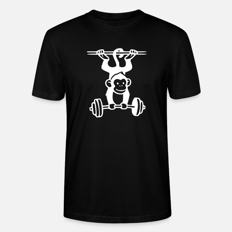Primate Power -  Affe Gewichtheben (White) - Stanley/Stella Unisex Bio-T-Shirt CRAFTER - Schwarz